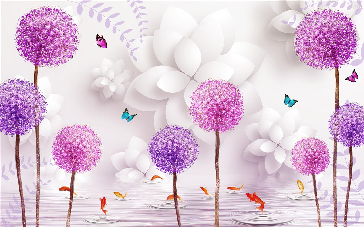 Fototapeta fioletowe mlecze unoszące się na powierzchni wody