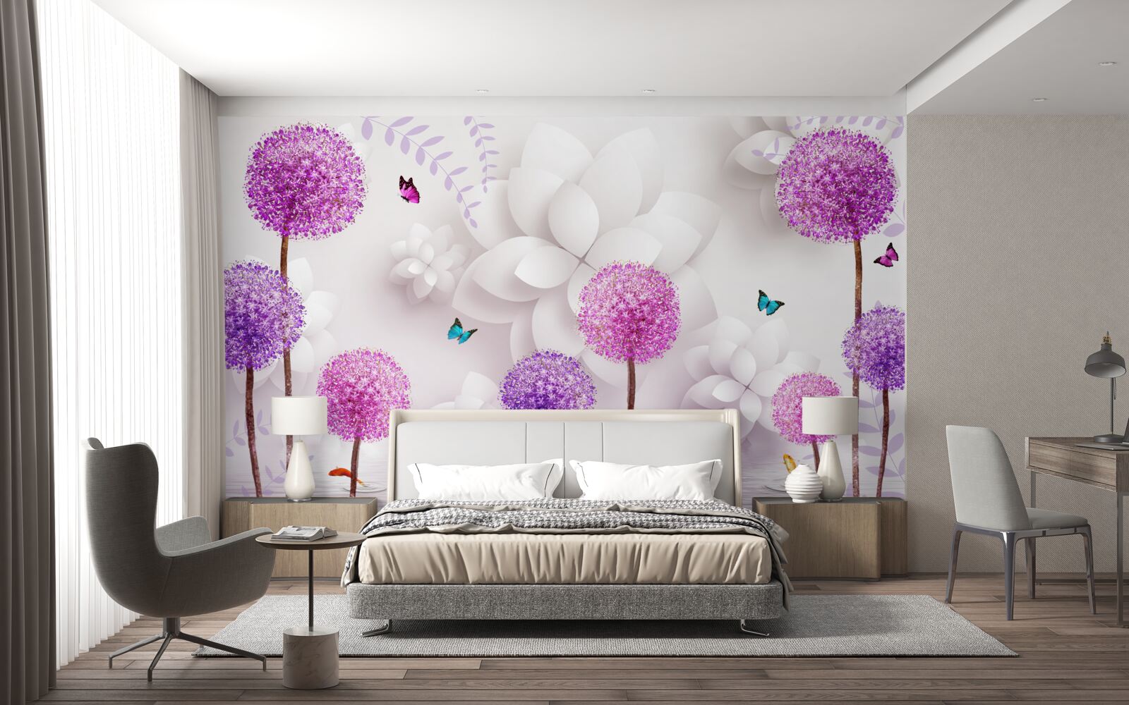 Fototapeta fioletowe mlecze unoszące się na powierzchni wody