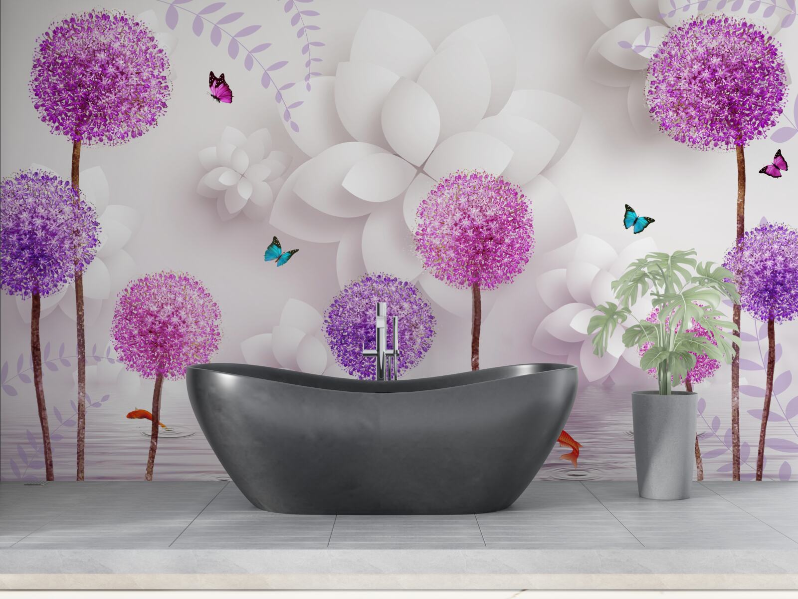 Fototapeta fioletowe mlecze unoszące się na powierzchni wody