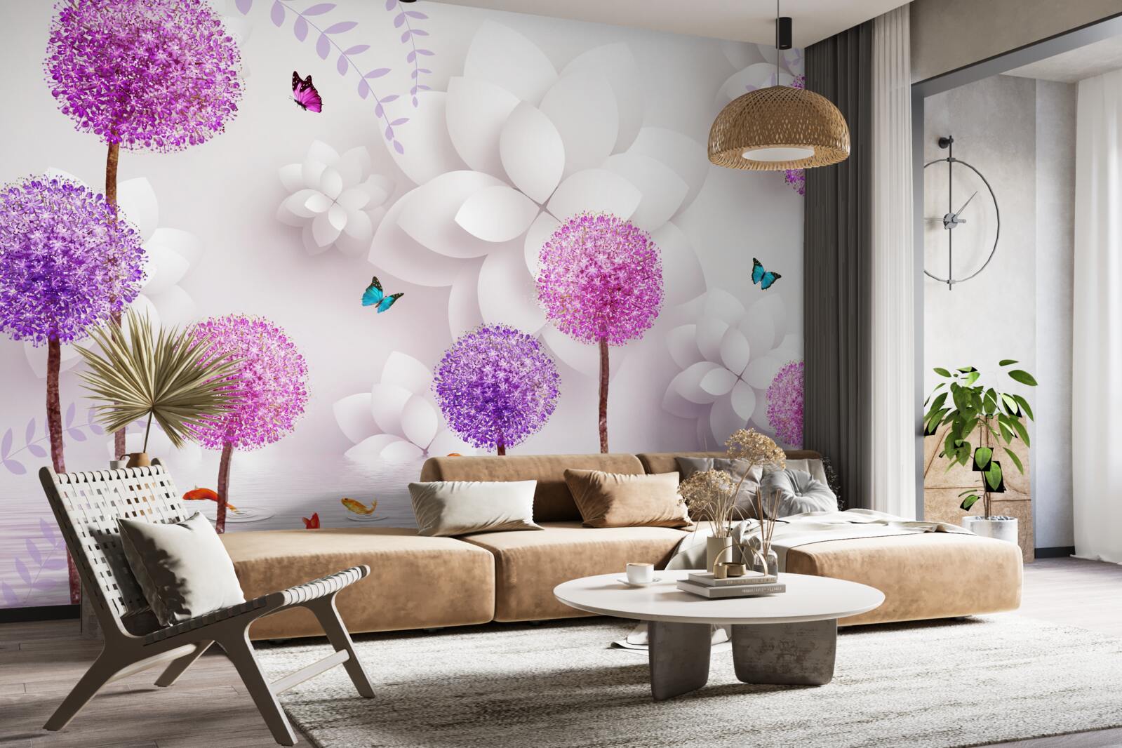 Fototapeta fioletowe mlecze unoszące się na powierzchni wody