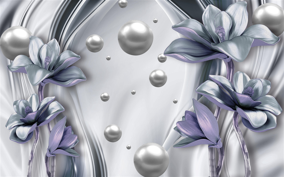 Fototapeta odbicie pereł i kwiatów w wodzie