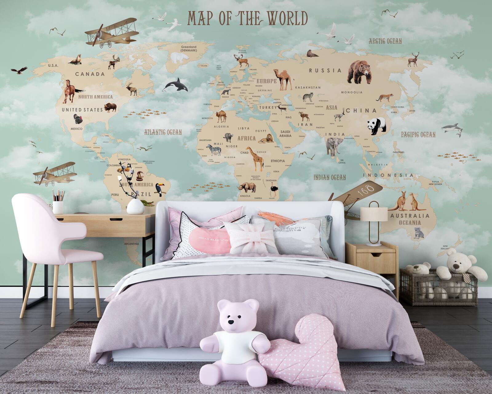 Fototapeta fauna w atlasie geograficznym