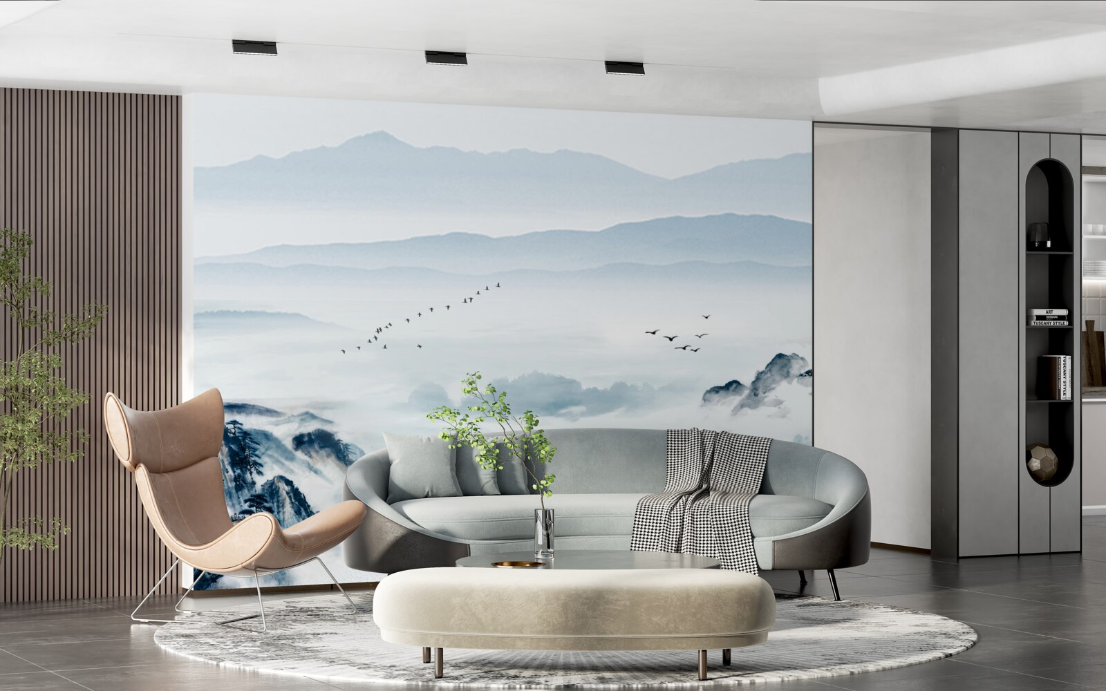 Fototapeta szczyty gór spowija mgła