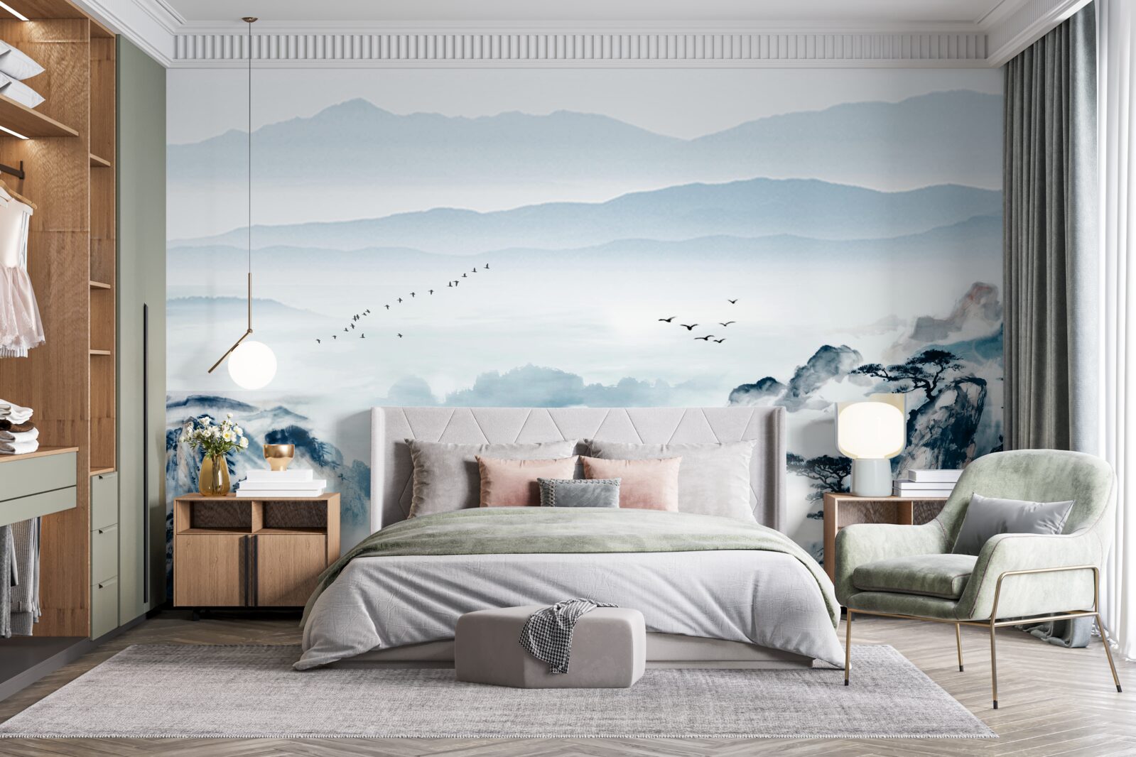 Fototapeta szczyty gór spowija mgła