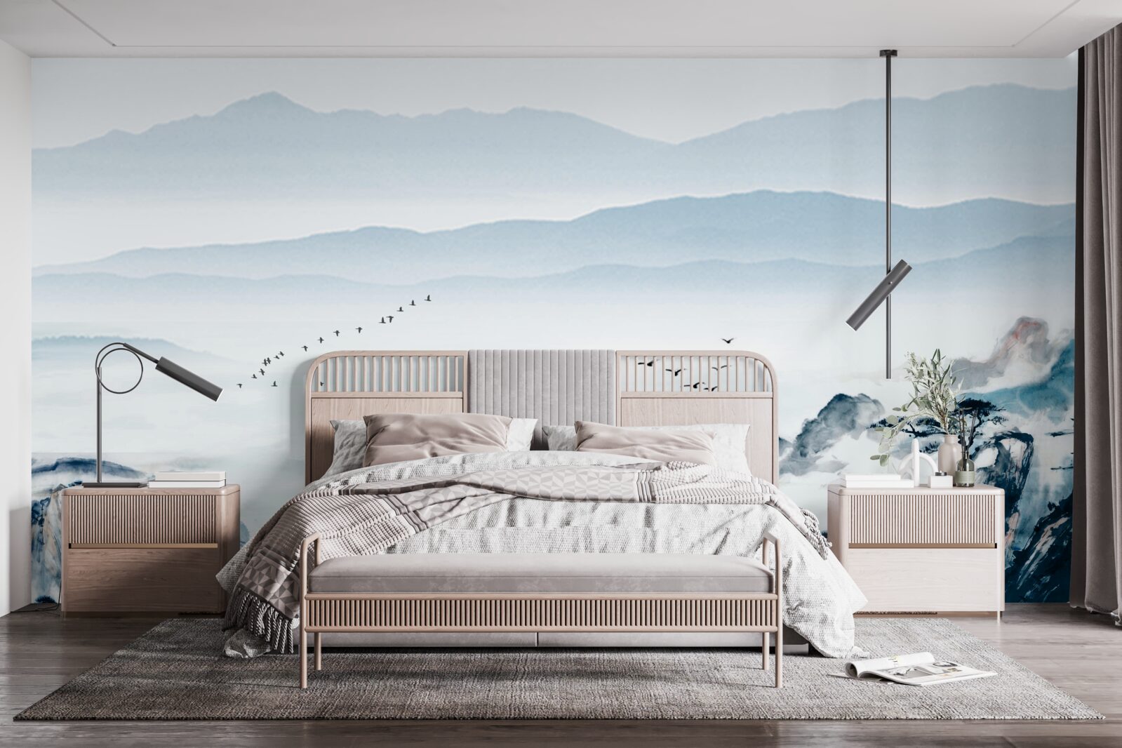 Fototapeta szczyty gór spowija mgła