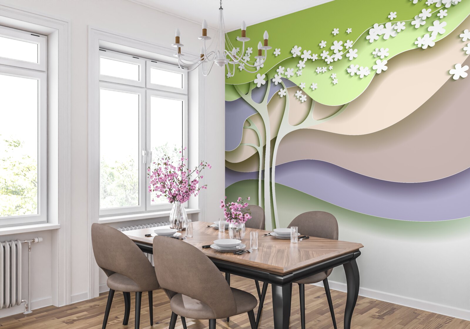 Fototapeta abstrakcja kwitnącego drzewa z liśćmi