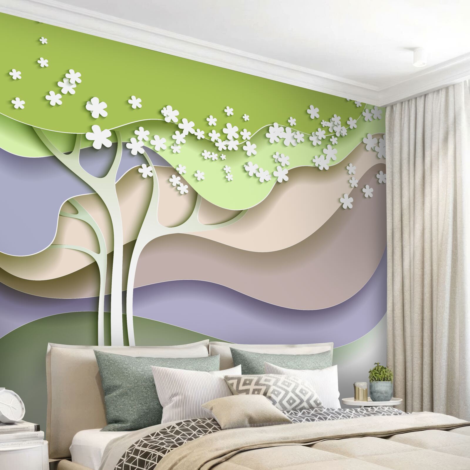 Fototapeta abstrakcja kwitnącego drzewa z liśćmi