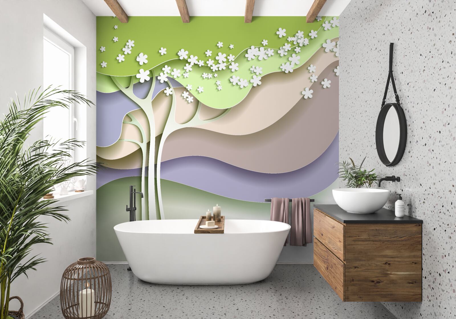 Fototapeta abstrakcja kwitnącego drzewa z liśćmi