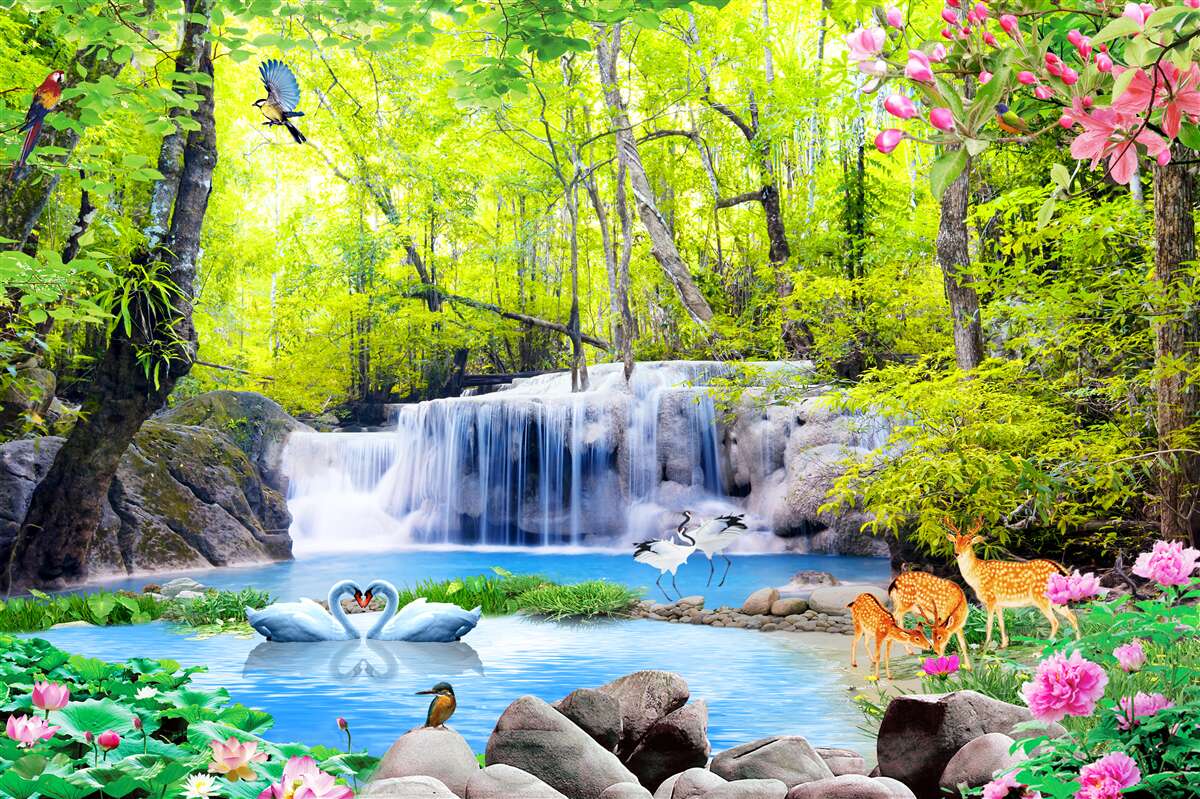 Fototapeta letni wodospad ma w sobie magię natury