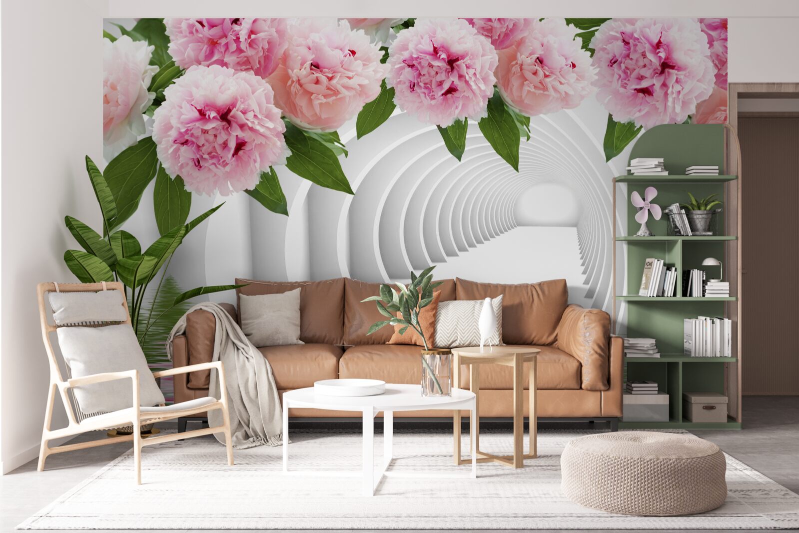 Fototapeta piwonie w różowym kolorze nad powierzchnią wody