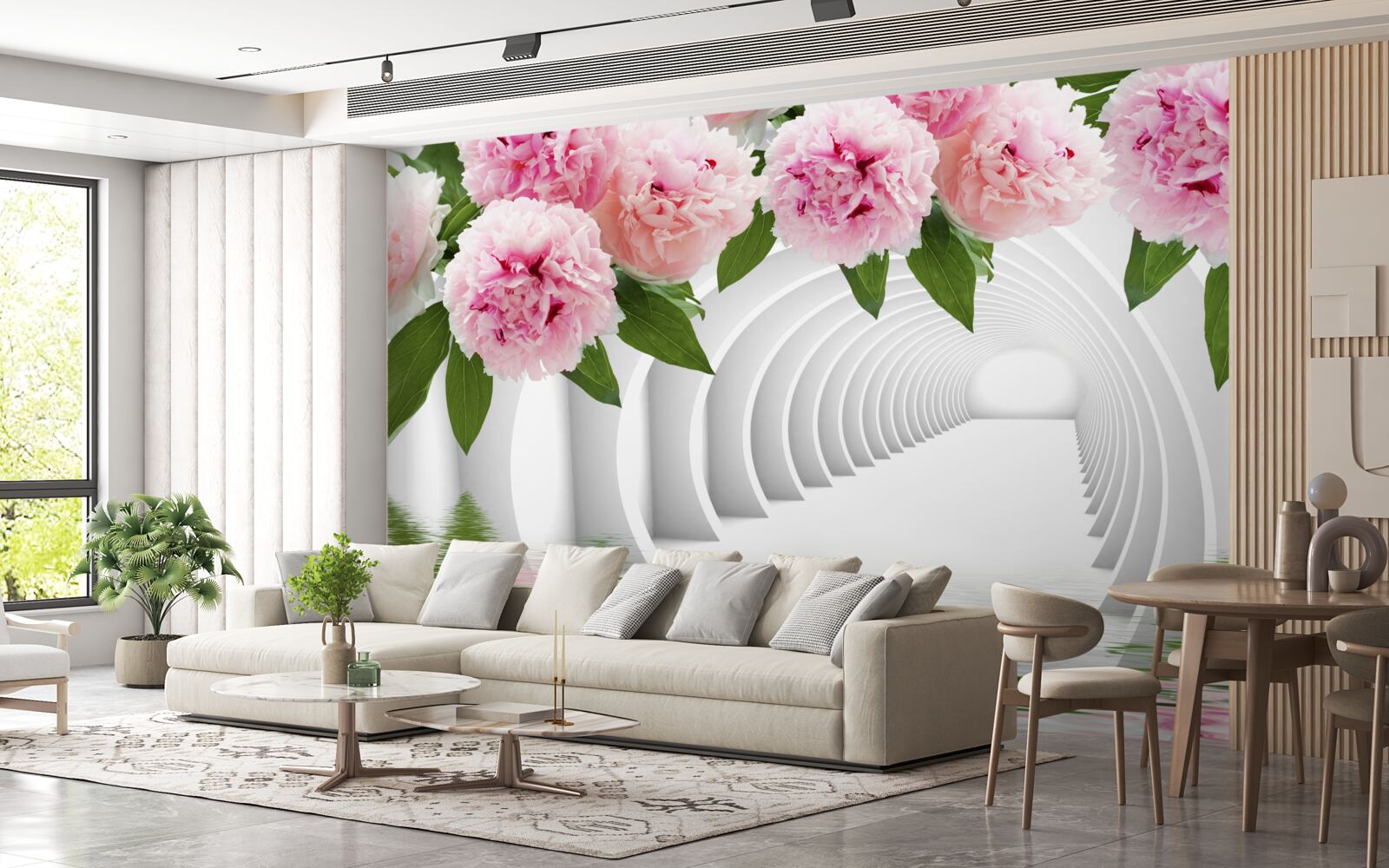 Fototapeta piwonie w różowym kolorze nad powierzchnią wody