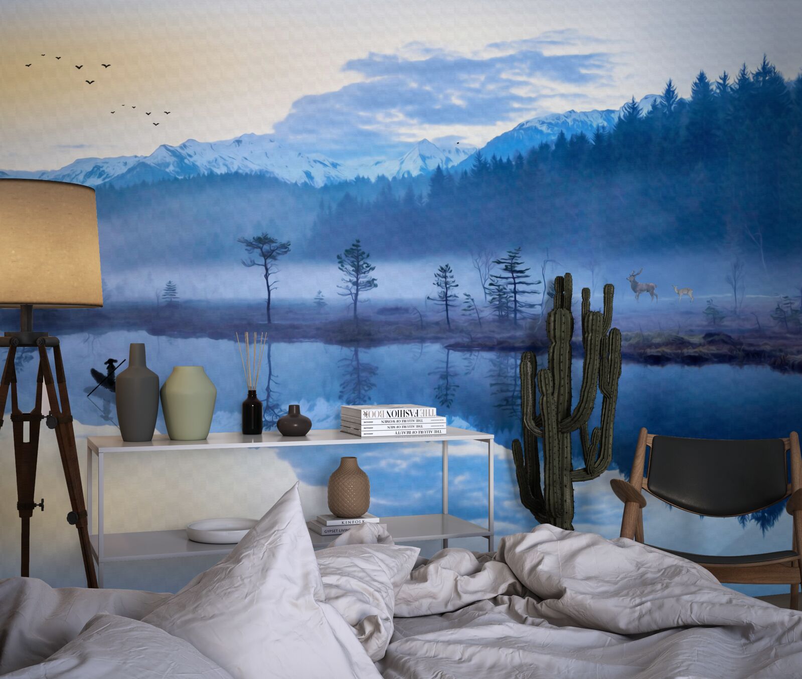 Fototapeta obraz lasu świerkowego w lustrze wody