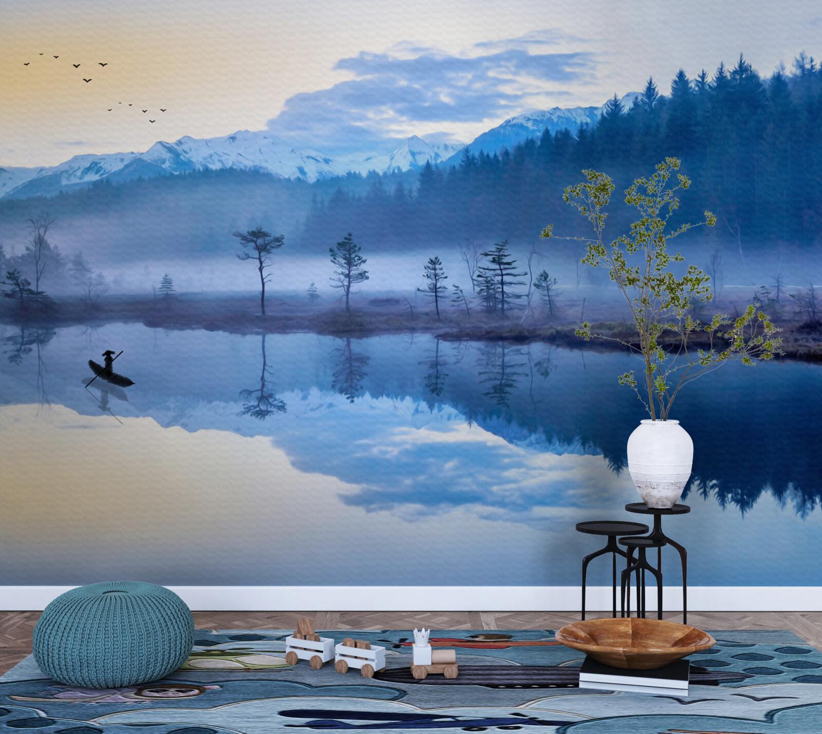 Fototapeta obraz lasu świerkowego w lustrze wody