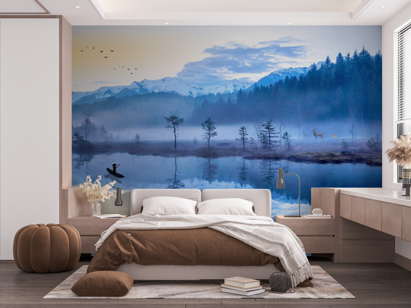 Fototapeta obraz lasu świerkowego w lustrze wody