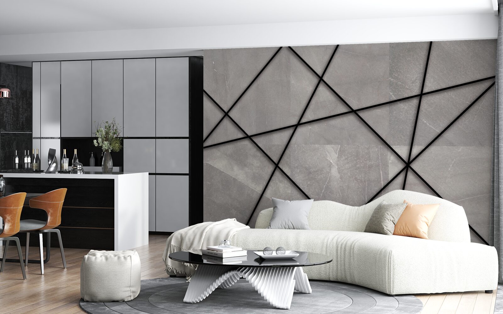 Fototapeta czarne kontury na szarym tle