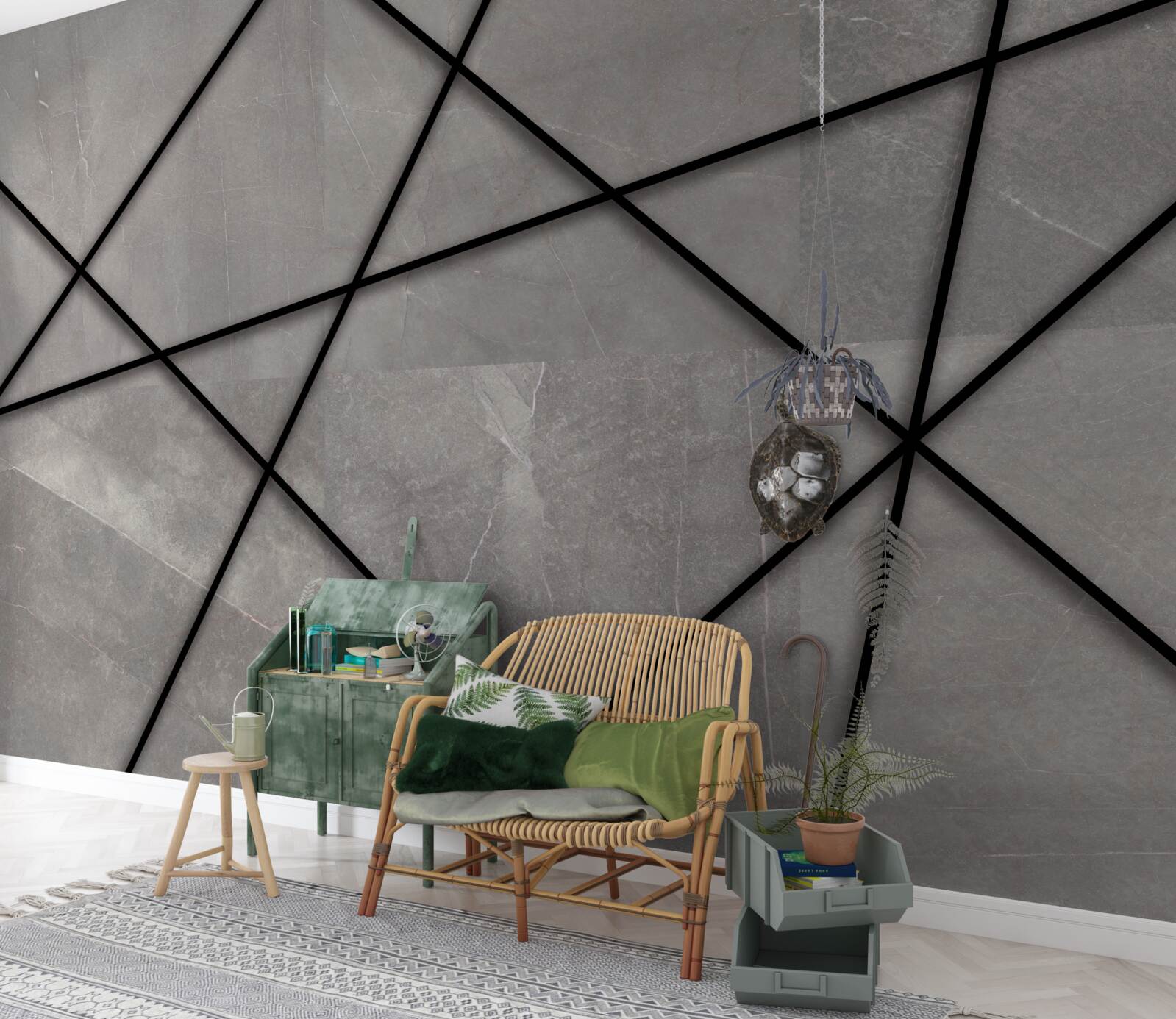 Fototapeta czarne kontury na szarym tle