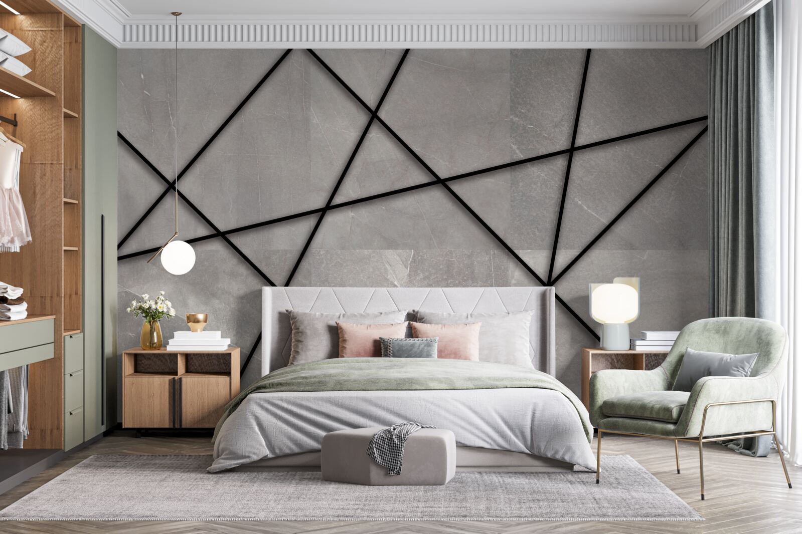 Fototapeta czarne kontury na szarym tle