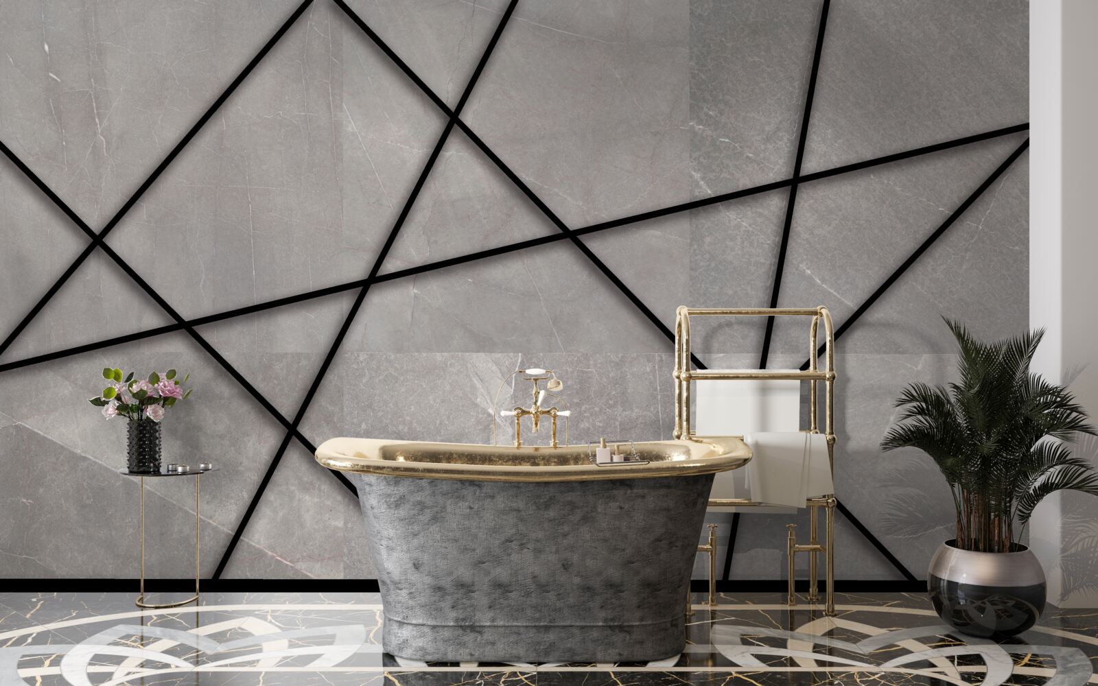 Fototapeta czarne kontury na szarym tle