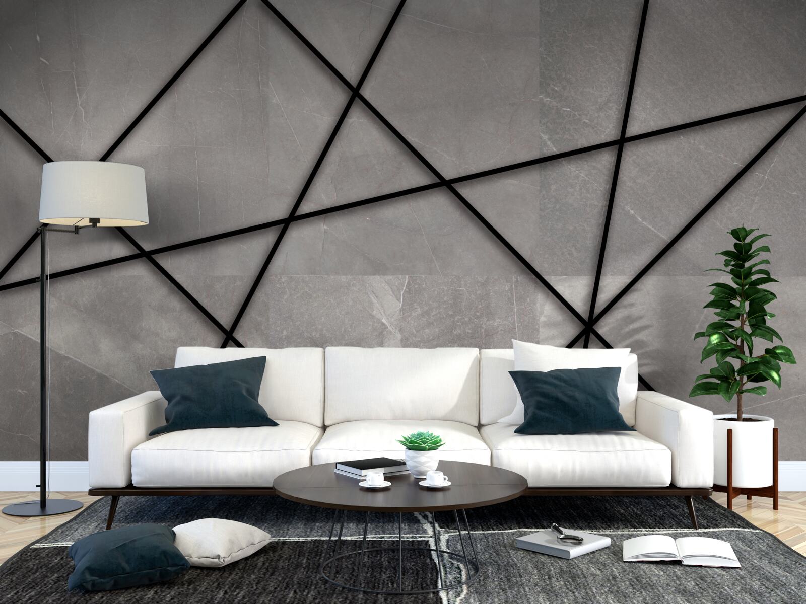 Fototapeta czarne kontury na szarym tle