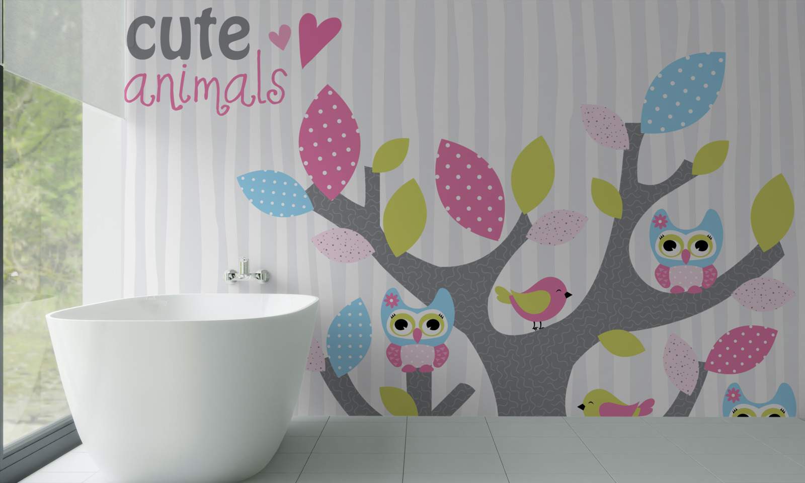 Fototapeta pisklęta sów na gałęziach