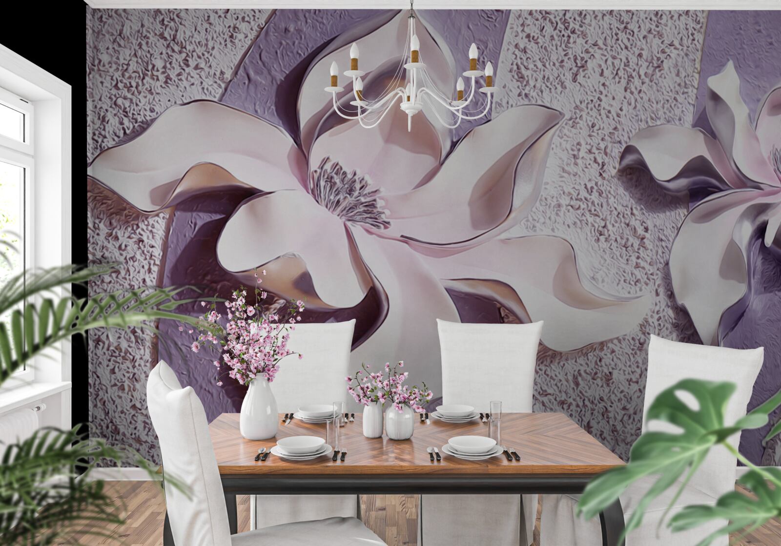 Fototapeta porcelanowa biała lilia ozdobiona kamieniami