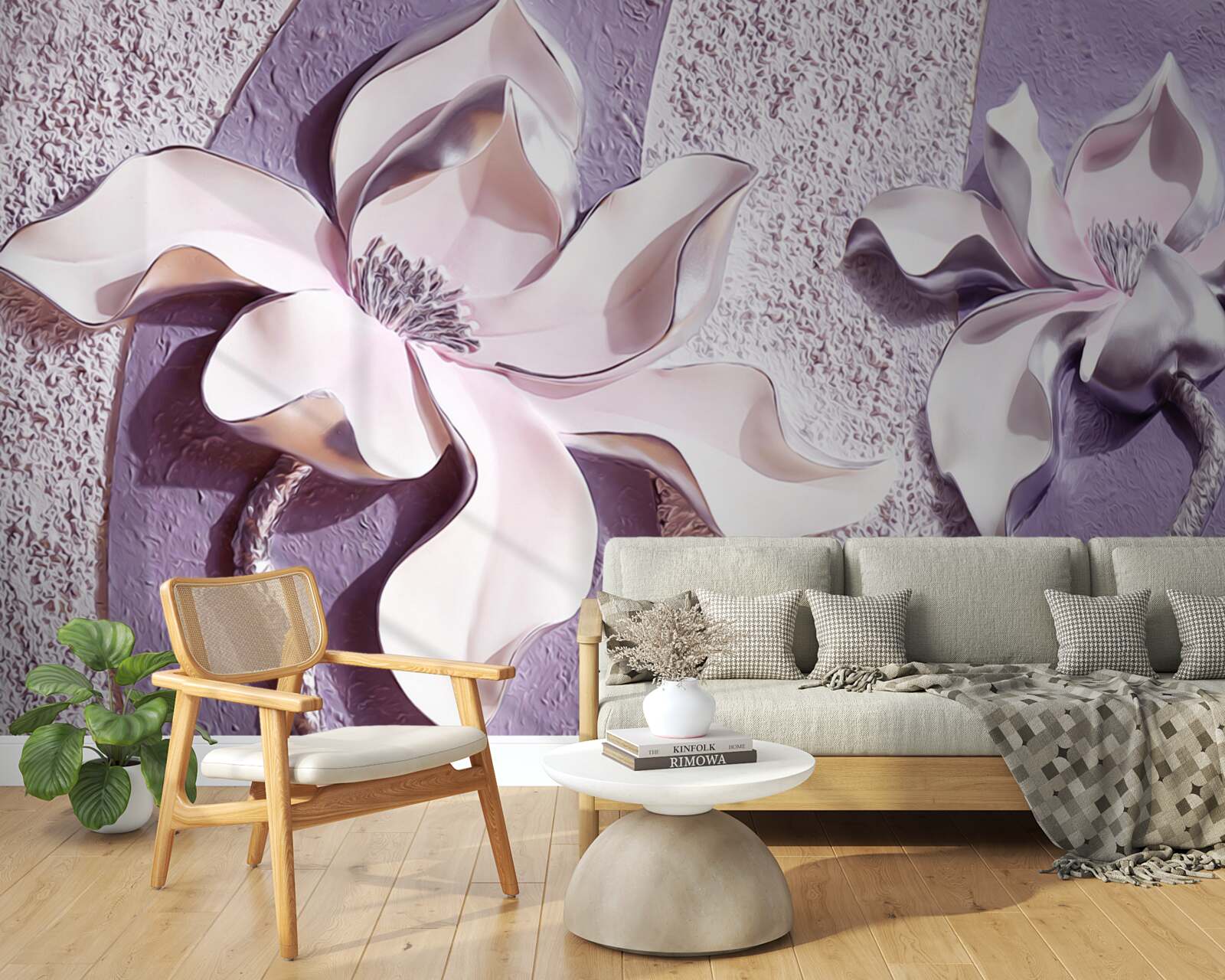 Fototapeta porcelanowa biała lilia ozdobiona kamieniami