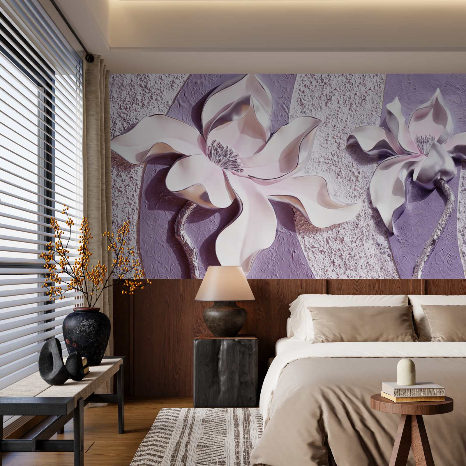 Fototapeta porcelanowa biała lilia ozdobiona kamieniami