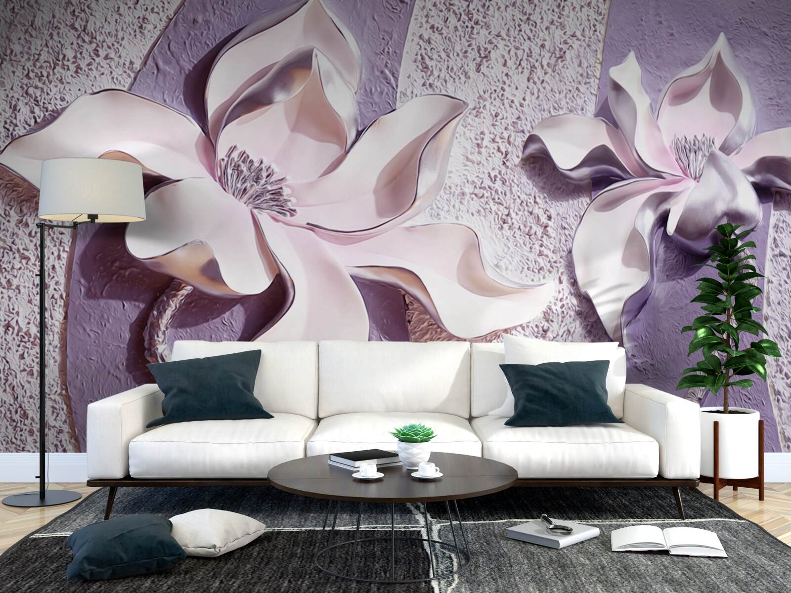 Fototapeta porcelanowa biała lilia ozdobiona kamieniami