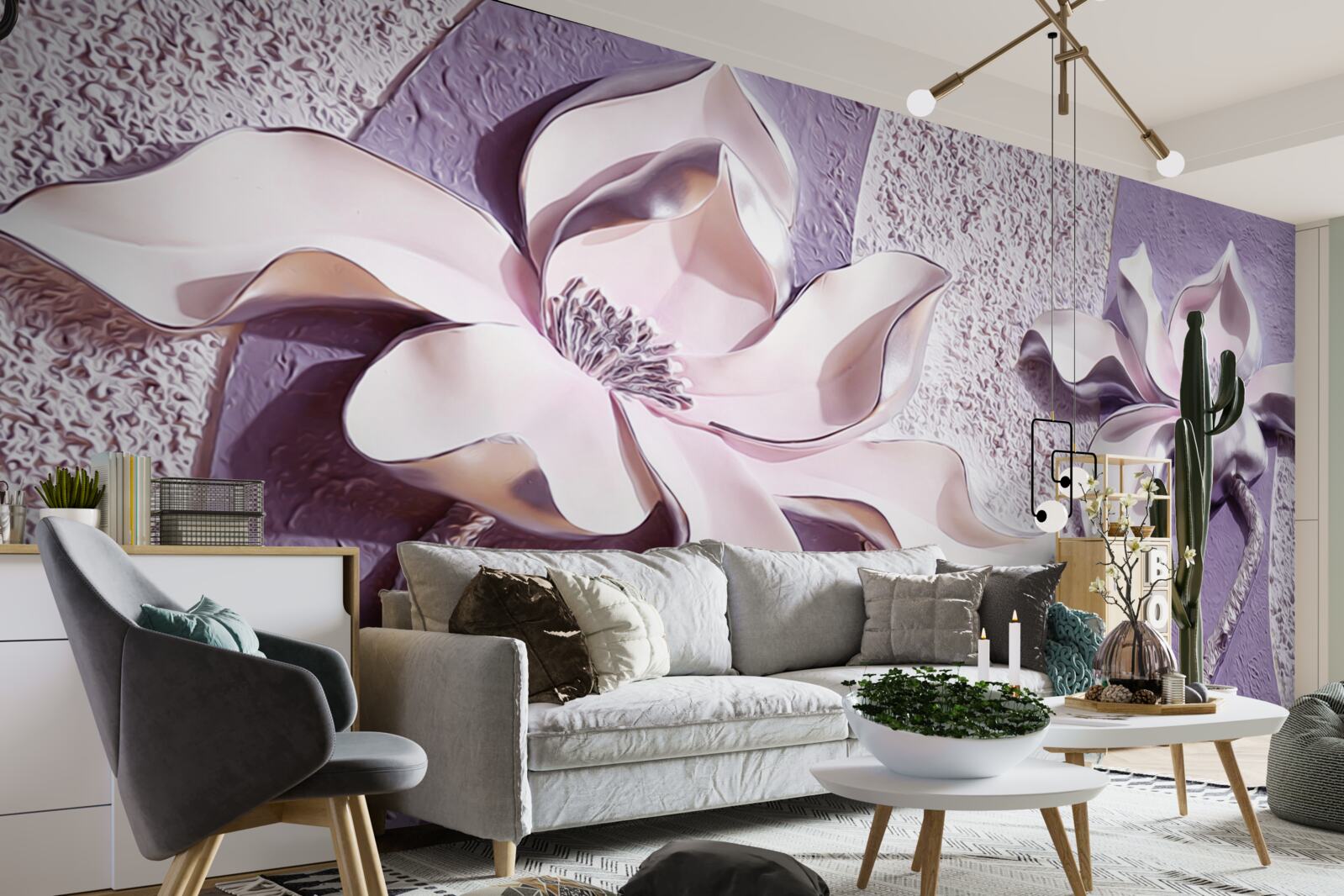 Fototapeta porcelanowa biała lilia ozdobiona kamieniami