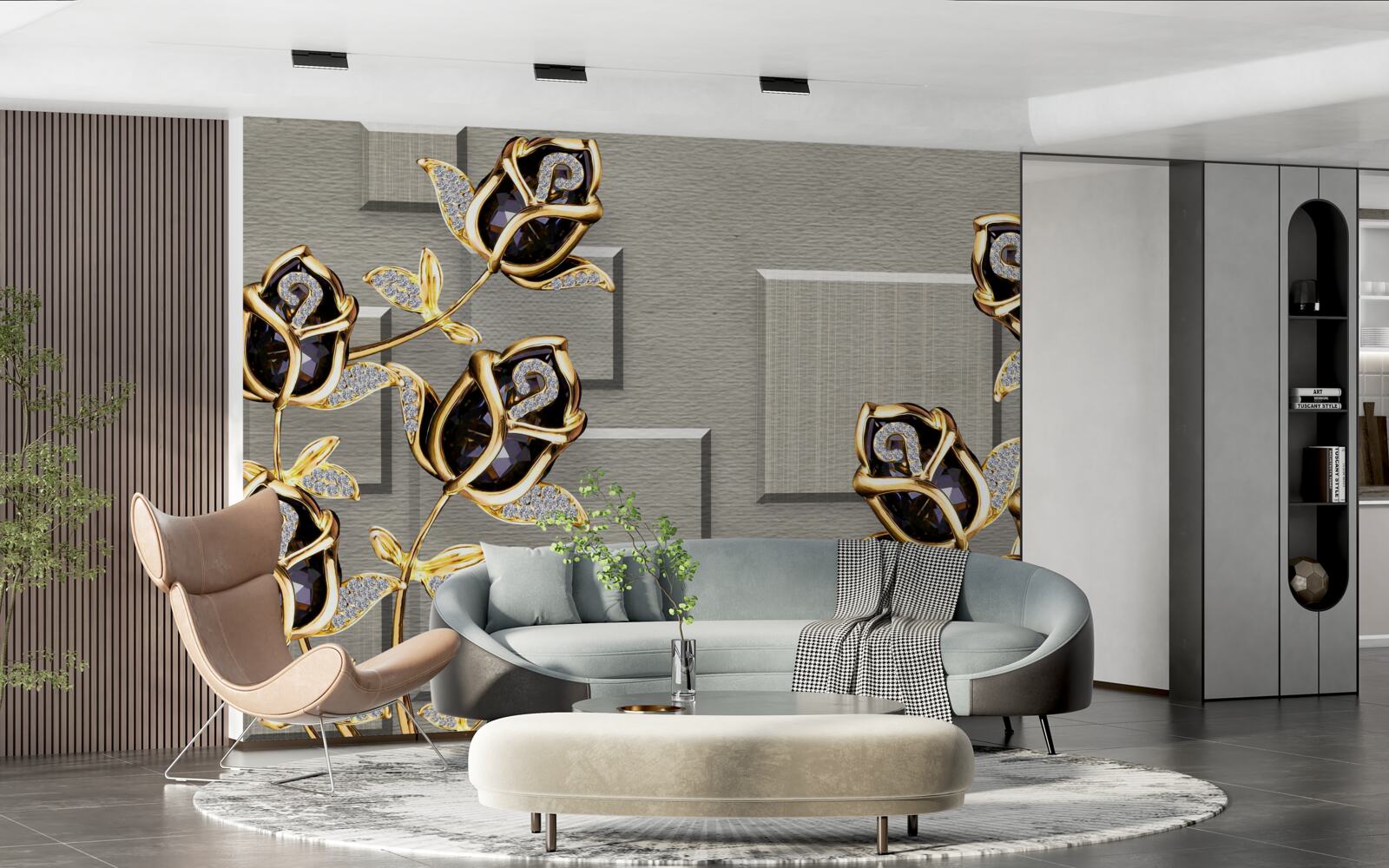 Fototapeta czarne róże ze złotą ramą