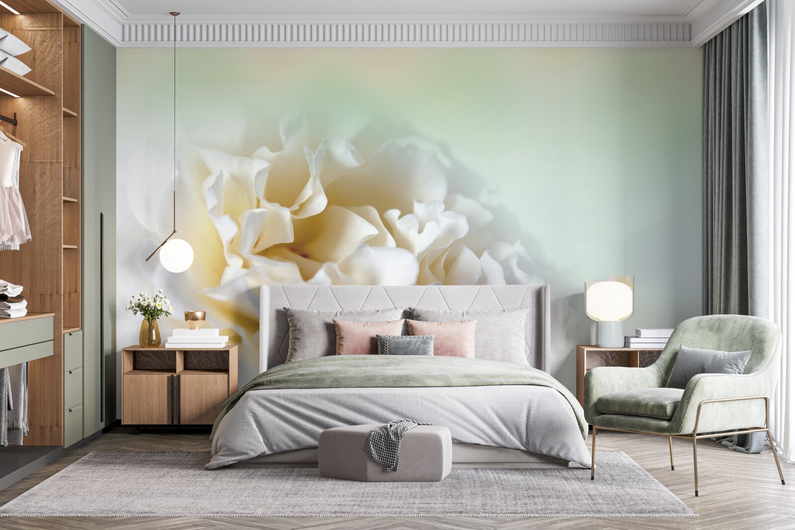 Fototapeta tło piwonii w kremowych i puszystych odcieniach