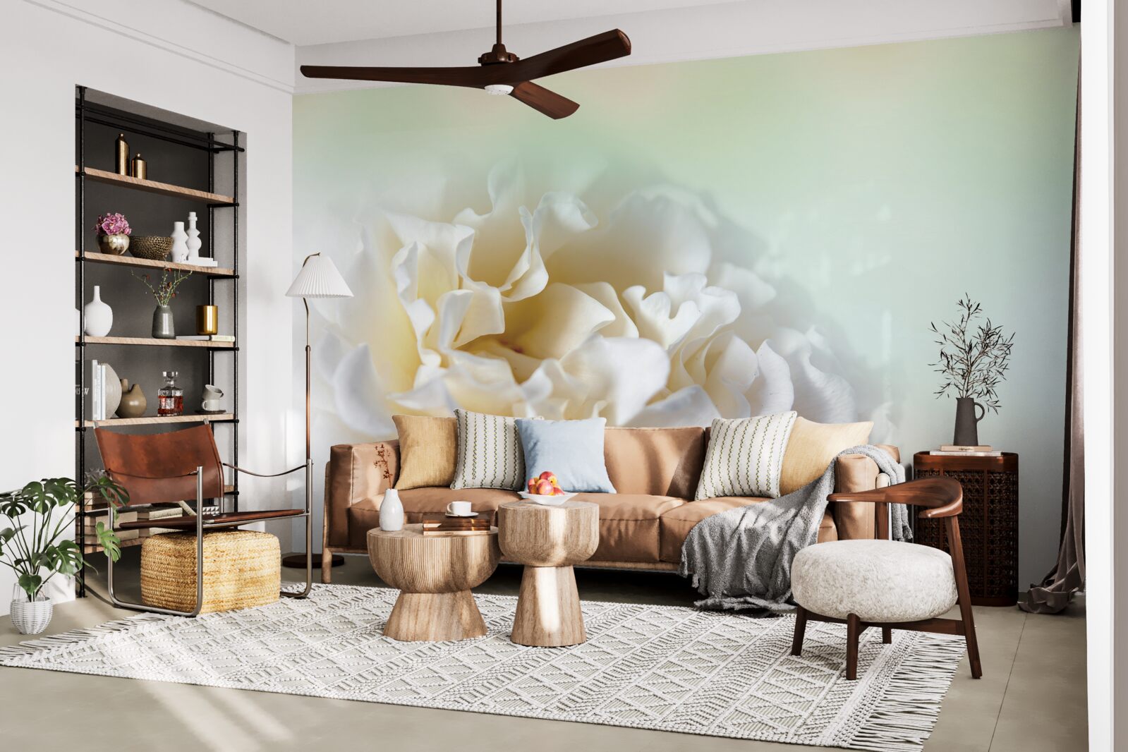 Fototapeta tło piwonii w kremowych i puszystych odcieniach