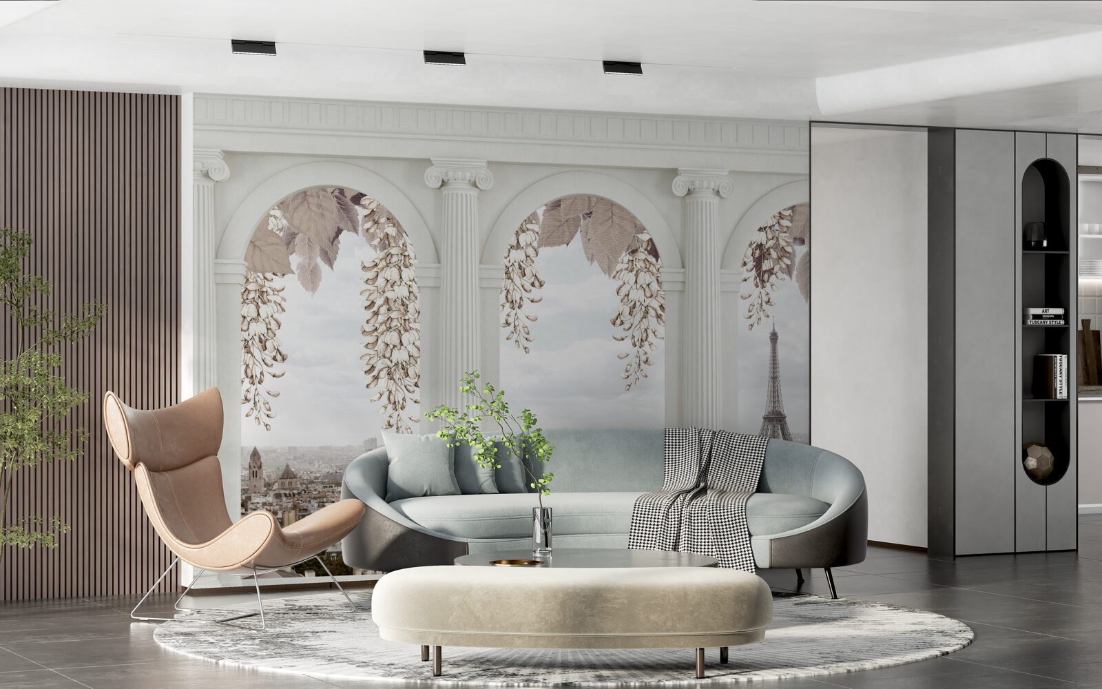 Fototapeta kwiatowe łuki z zapierającymi dech w piersiach widokami na paryż