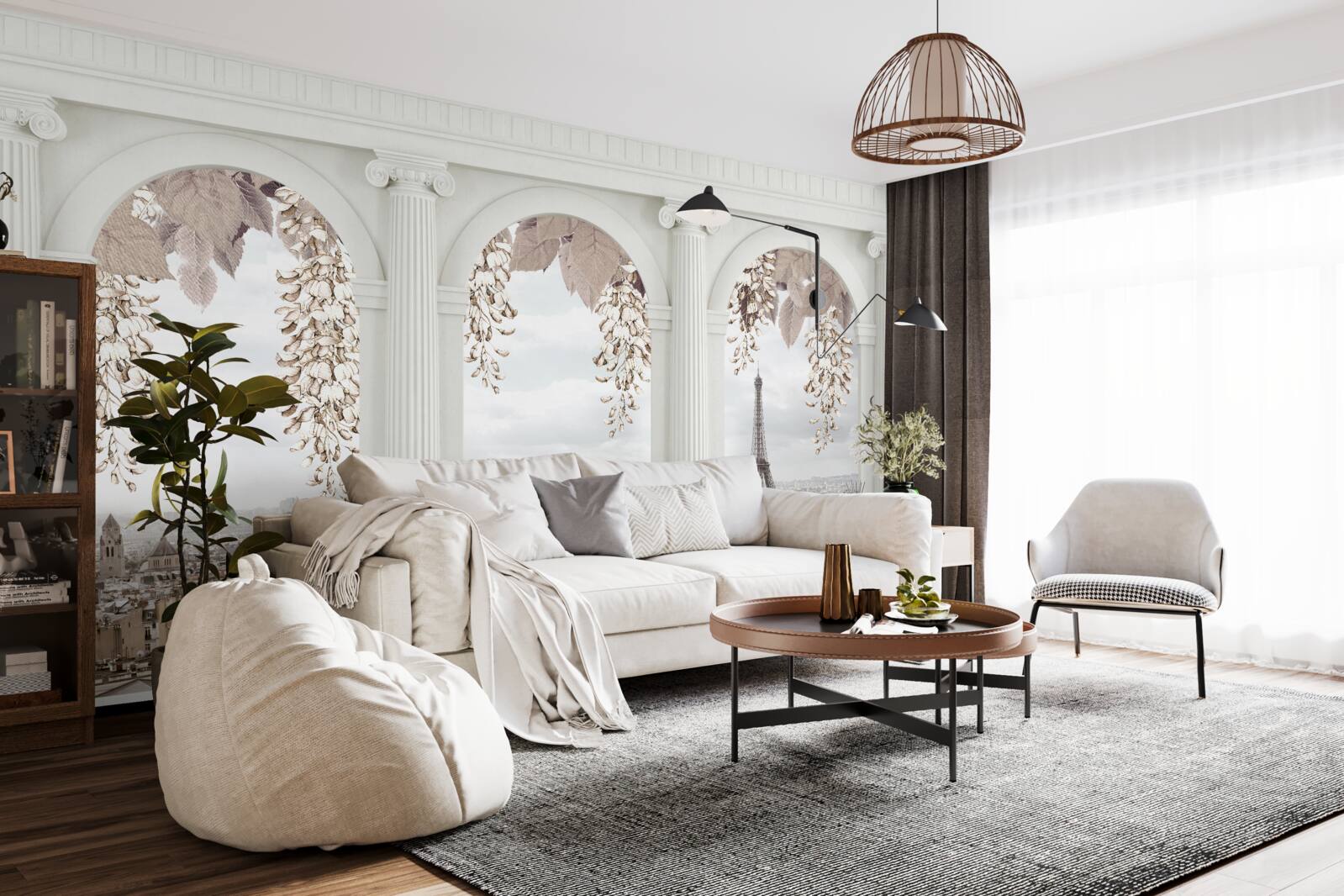 Fototapeta kwiatowe łuki z zapierającymi dech w piersiach widokami na paryż