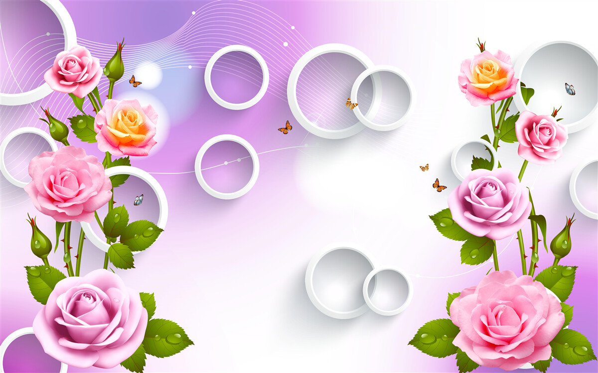 Fototapeta zestaw jasnych róż na jasnym tle