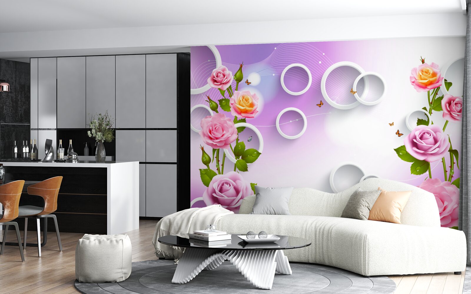 Fototapeta zestaw jasnych róż na jasnym tle