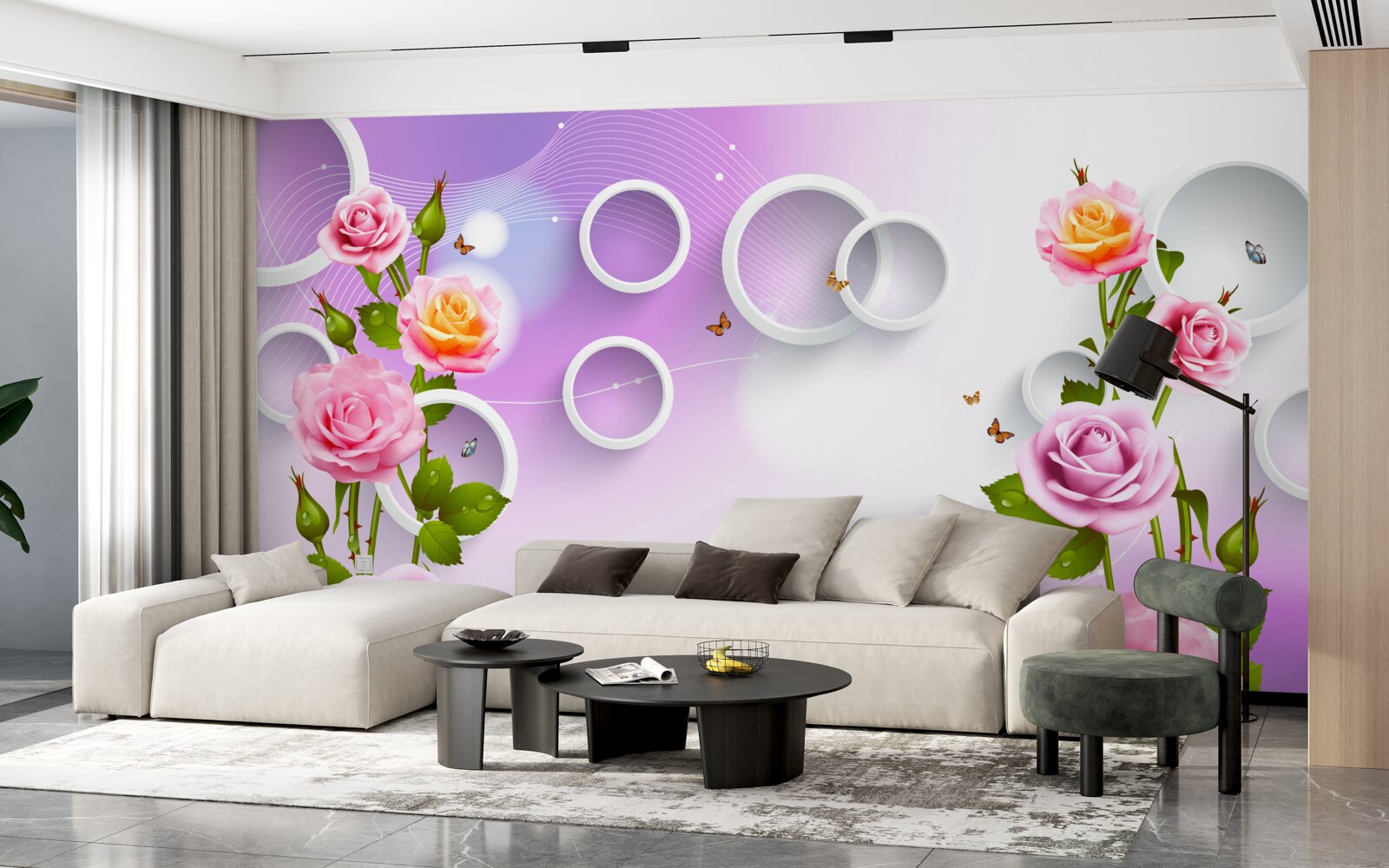 Fototapeta zestaw jasnych róż na jasnym tle