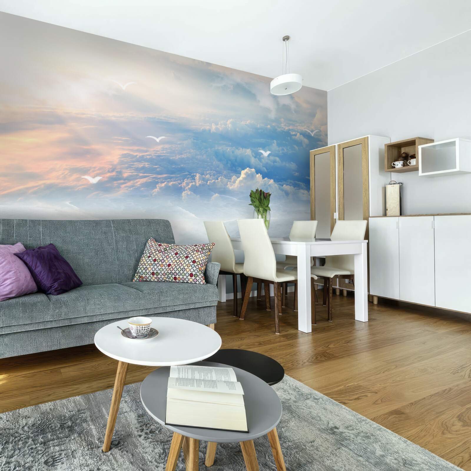 Fototapeta chmury pokryte miękkim puchem leżą spokojnie