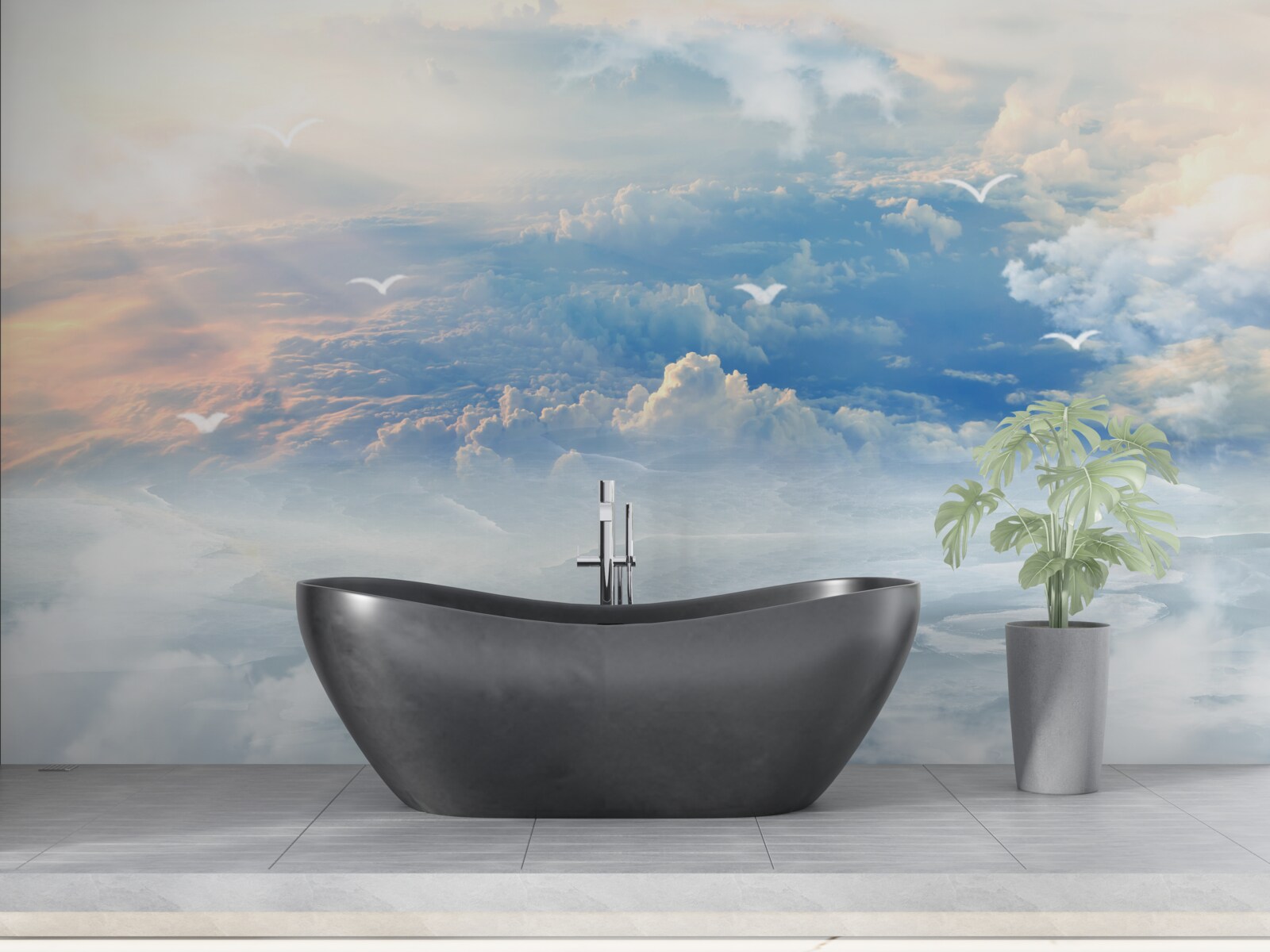 Fototapeta chmury pokryte miękkim puchem leżą spokojnie