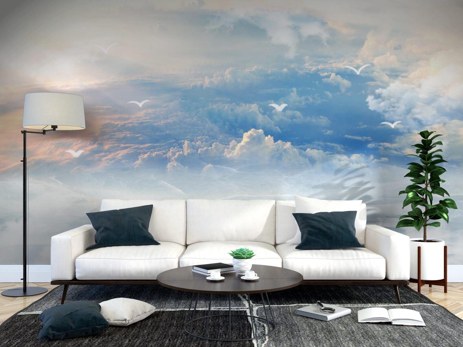 Fototapeta chmury pokryte miękkim puchem leżą spokojnie