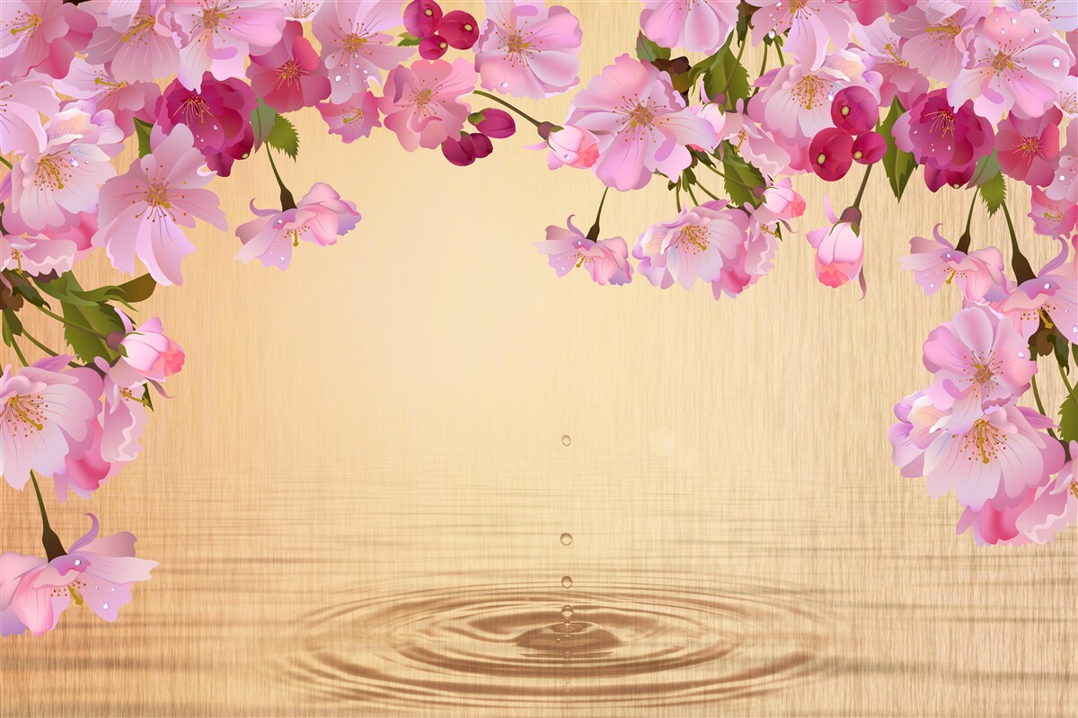 Fototapeta woda pod bujnymi różowymi kwiatami