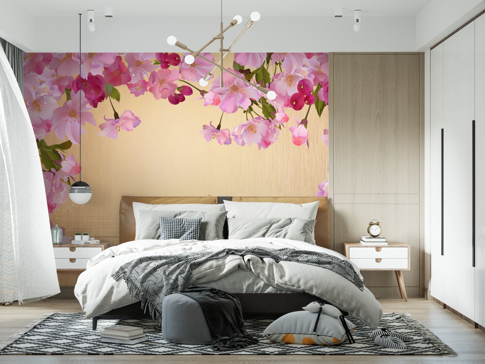 Fototapeta woda pod bujnymi różowymi kwiatami