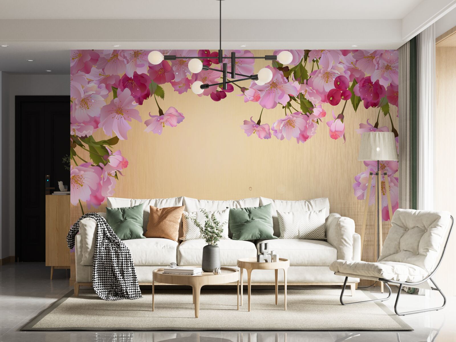 Fototapeta woda pod bujnymi różowymi kwiatami