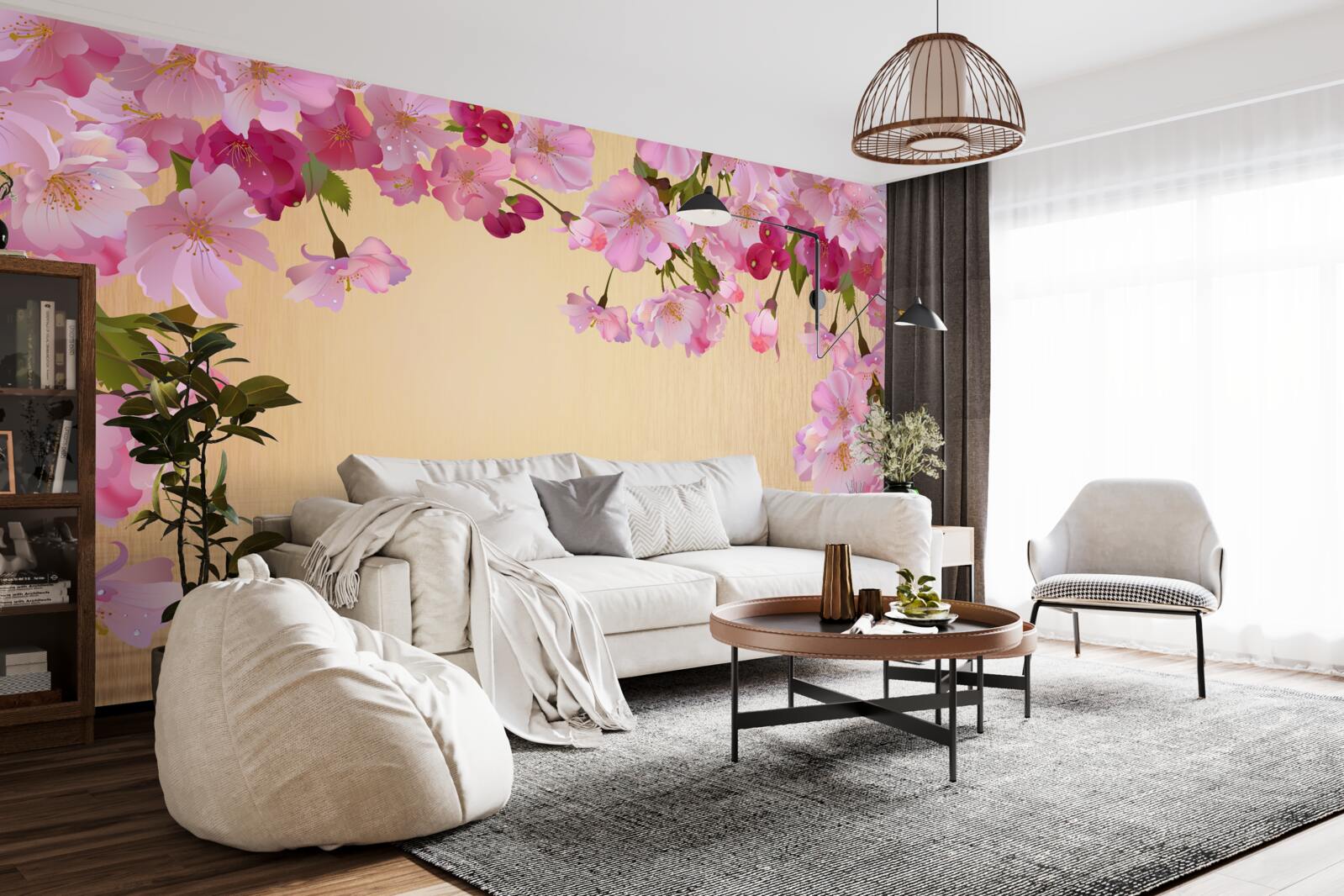 Fototapeta woda pod bujnymi różowymi kwiatami