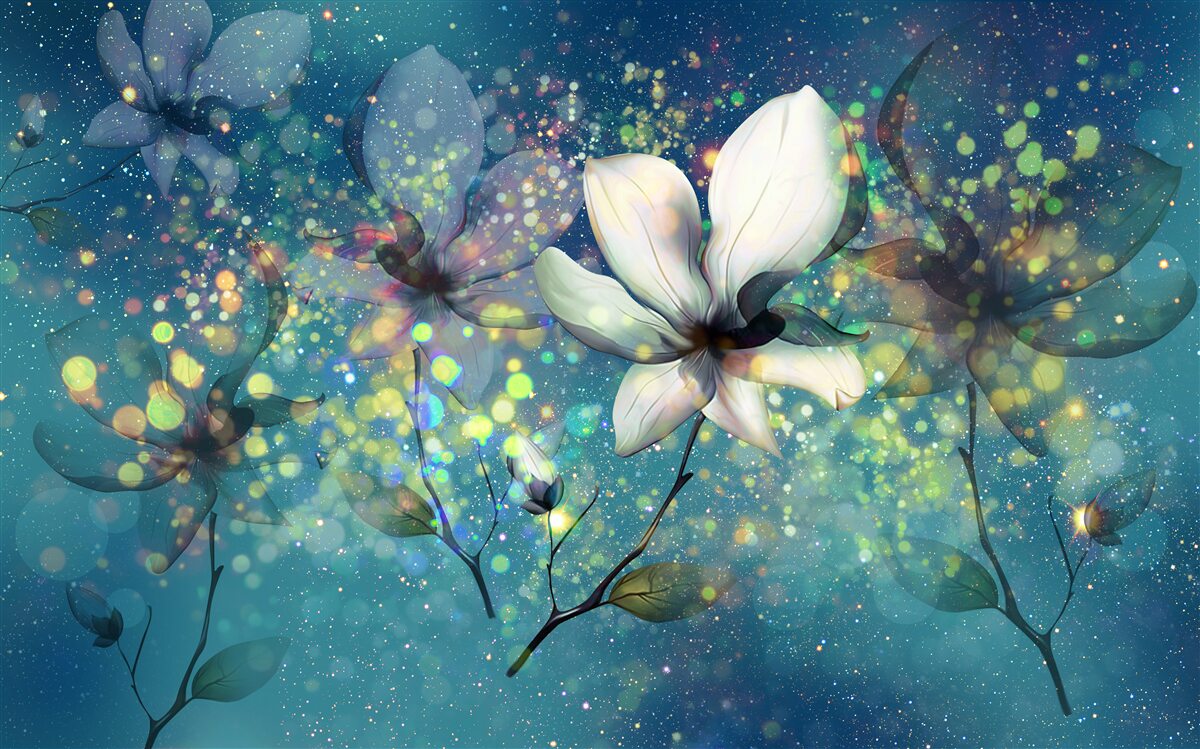 Fototapeta ekskluzywne kolory na ciemnym szafirowym tle