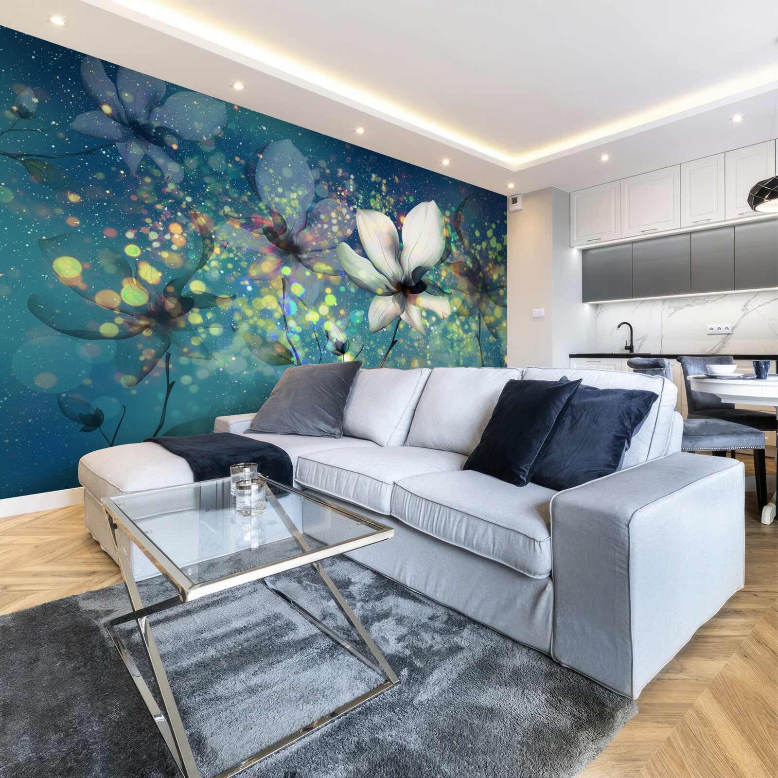 Fototapeta ekskluzywne kolory na ciemnym szafirowym tle