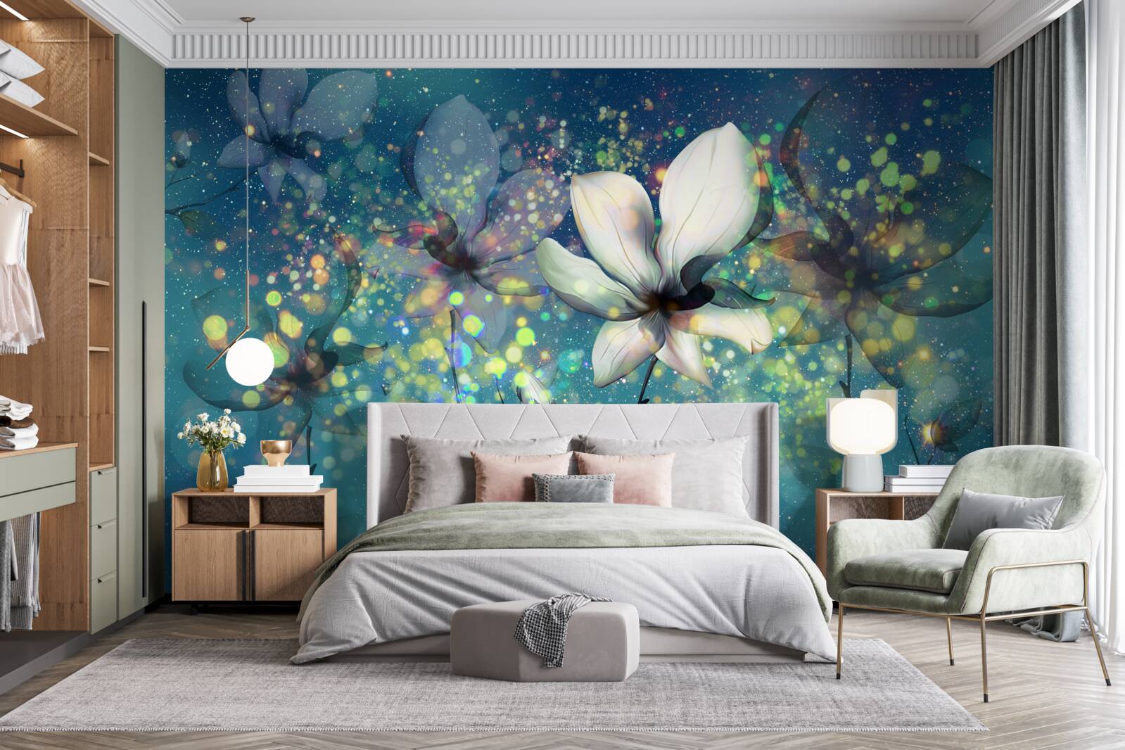 Fototapeta ekskluzywne kolory na ciemnym szafirowym tle