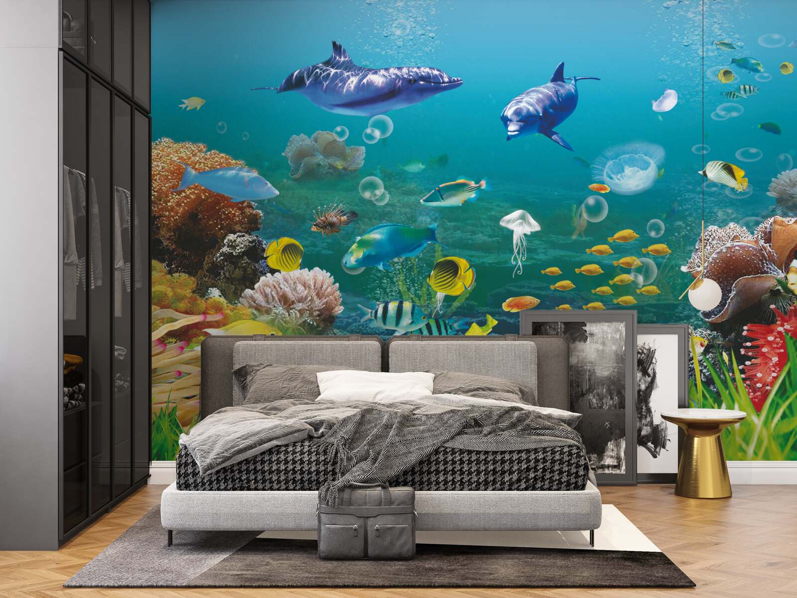 Fototapeta mieszkańcy morza na zielonkawym dnie