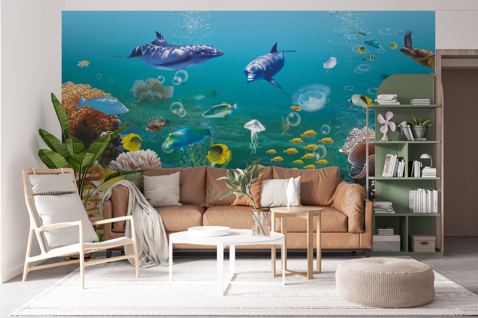 Fototapeta mieszkańcy morza na zielonkawym dnie