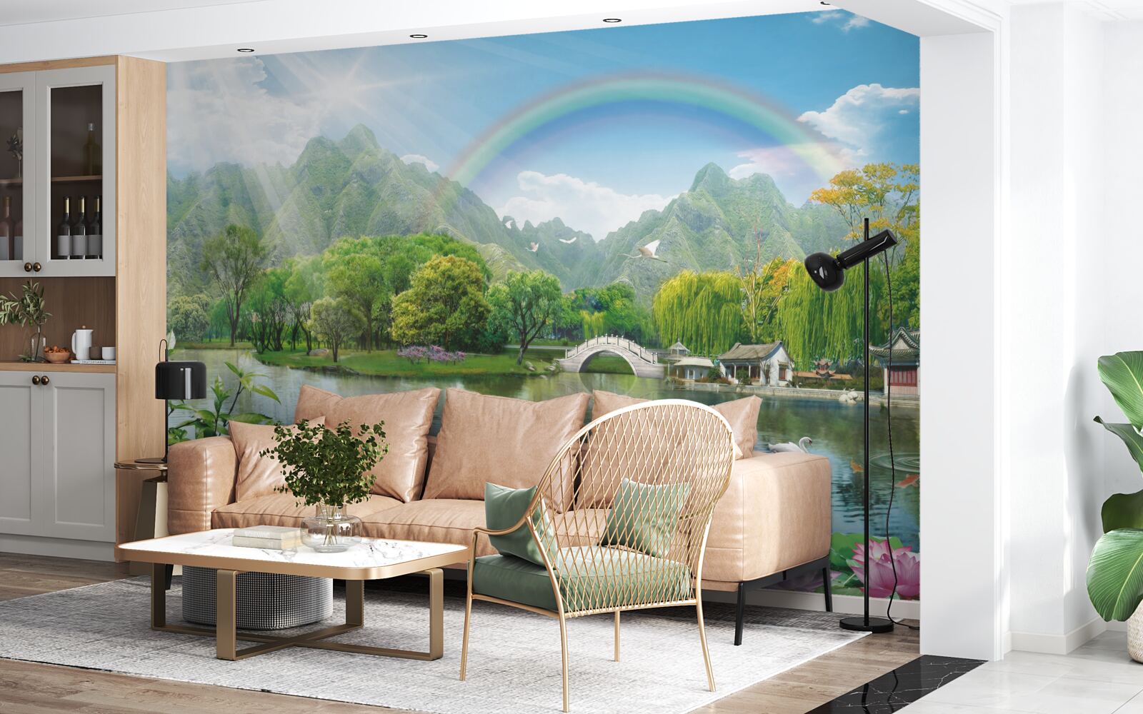 Fototapeta hipnotyzujący krajobraz natury i tęczy